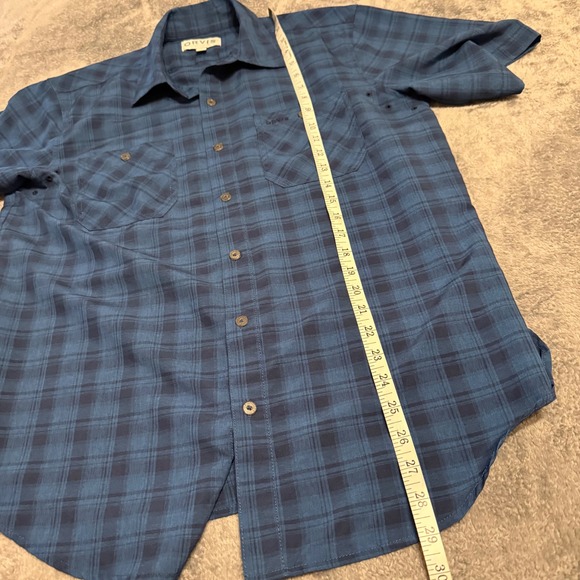Orvis Mens Classic Collection Plaid Short Sleeve Button Down Shirt M Medium Blue - Picture 7 of 7